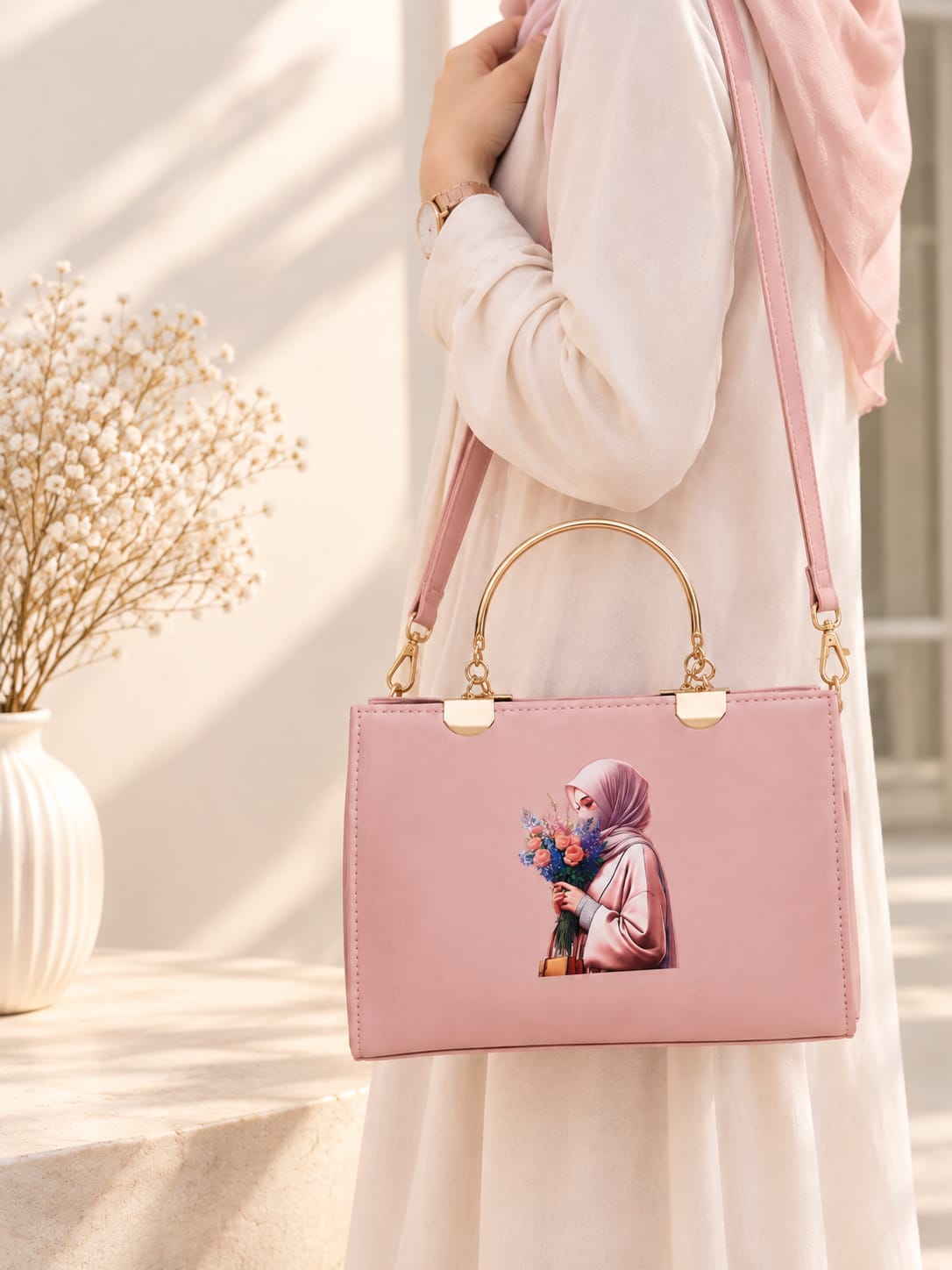 Crochet Pink Shoulder Bag
