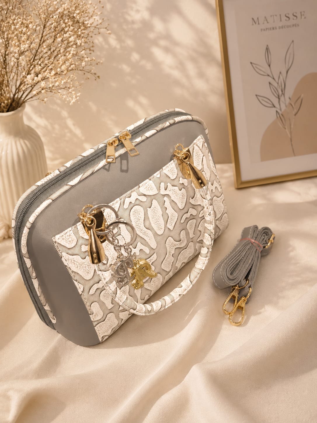 Elegant Pink & Silver  Charm Bag