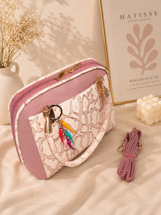 Elegant Pink & Silver  Charm Bag