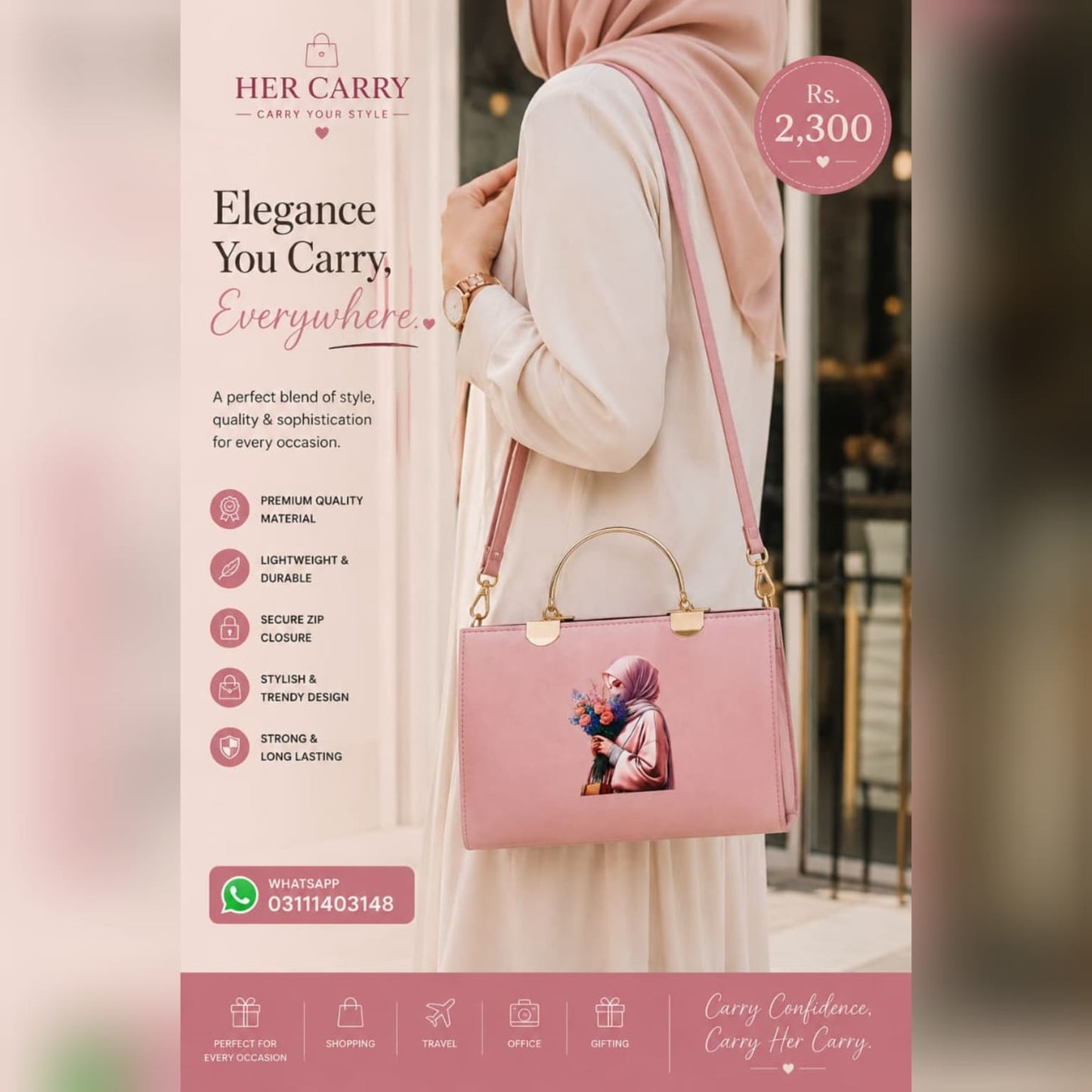 Crochet Pink Shoulder Bag