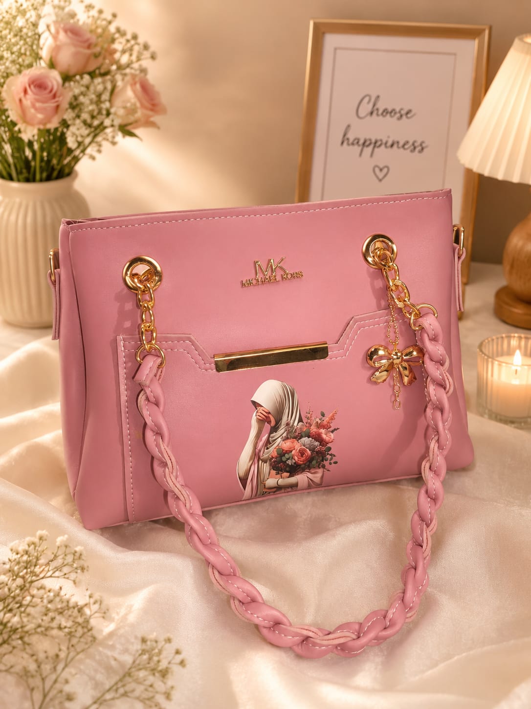 Her Carry Braided Elegance Handbag - Pink