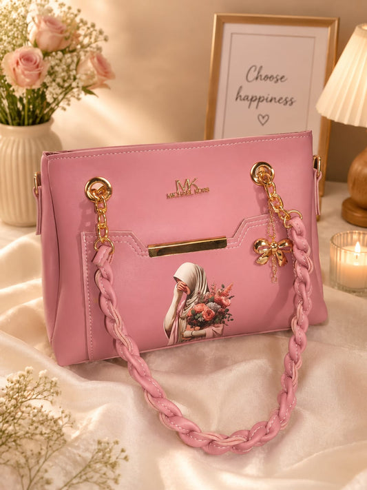 Her Carry Braided Elegance Handbag - Pink