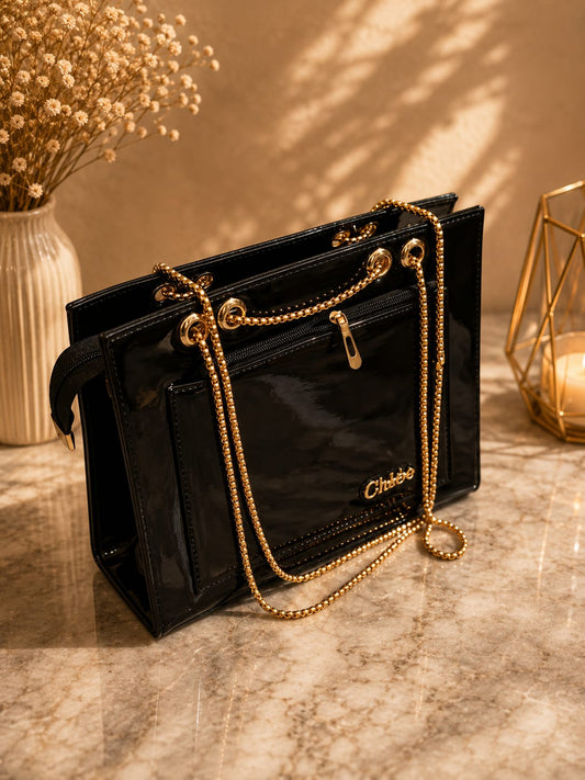 Her Carry Patent Chain Tote Bag
