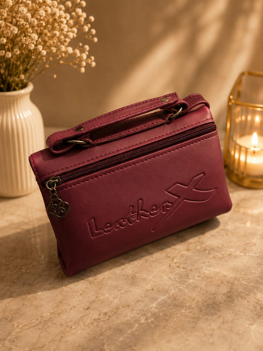 Her Carry Embossed Pouch Bag with Sling - 2 Colors
