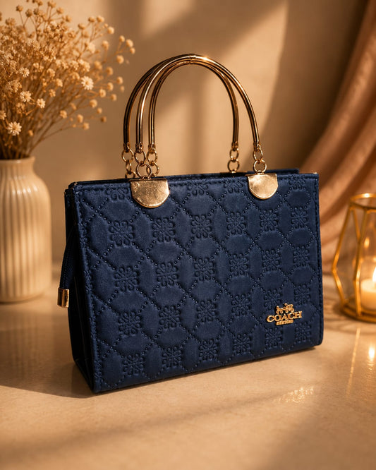 Her Carry Elegant Quilted Tote Bag -Navy Blue