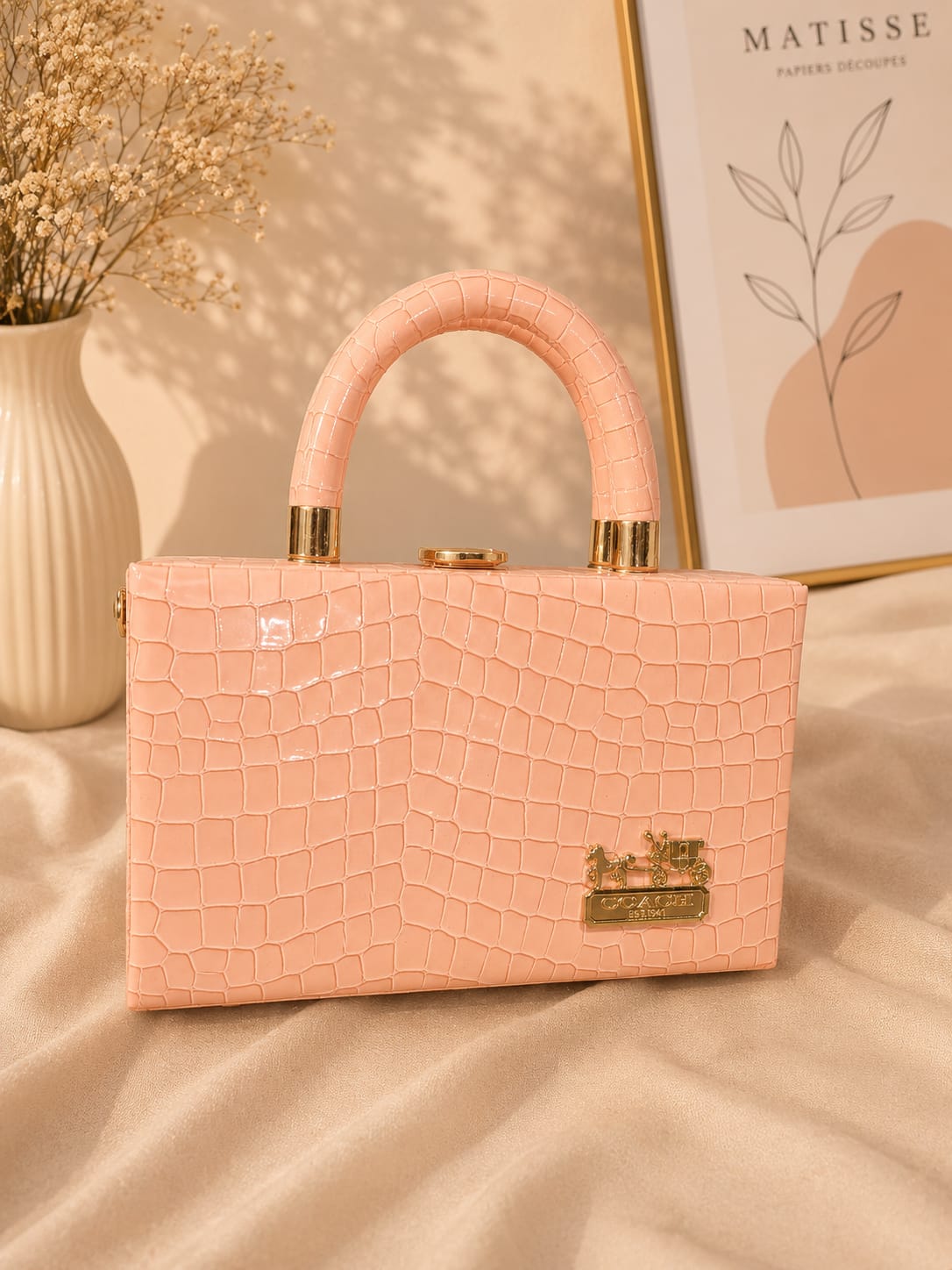 Her Carry Croc Wooden Box Bag