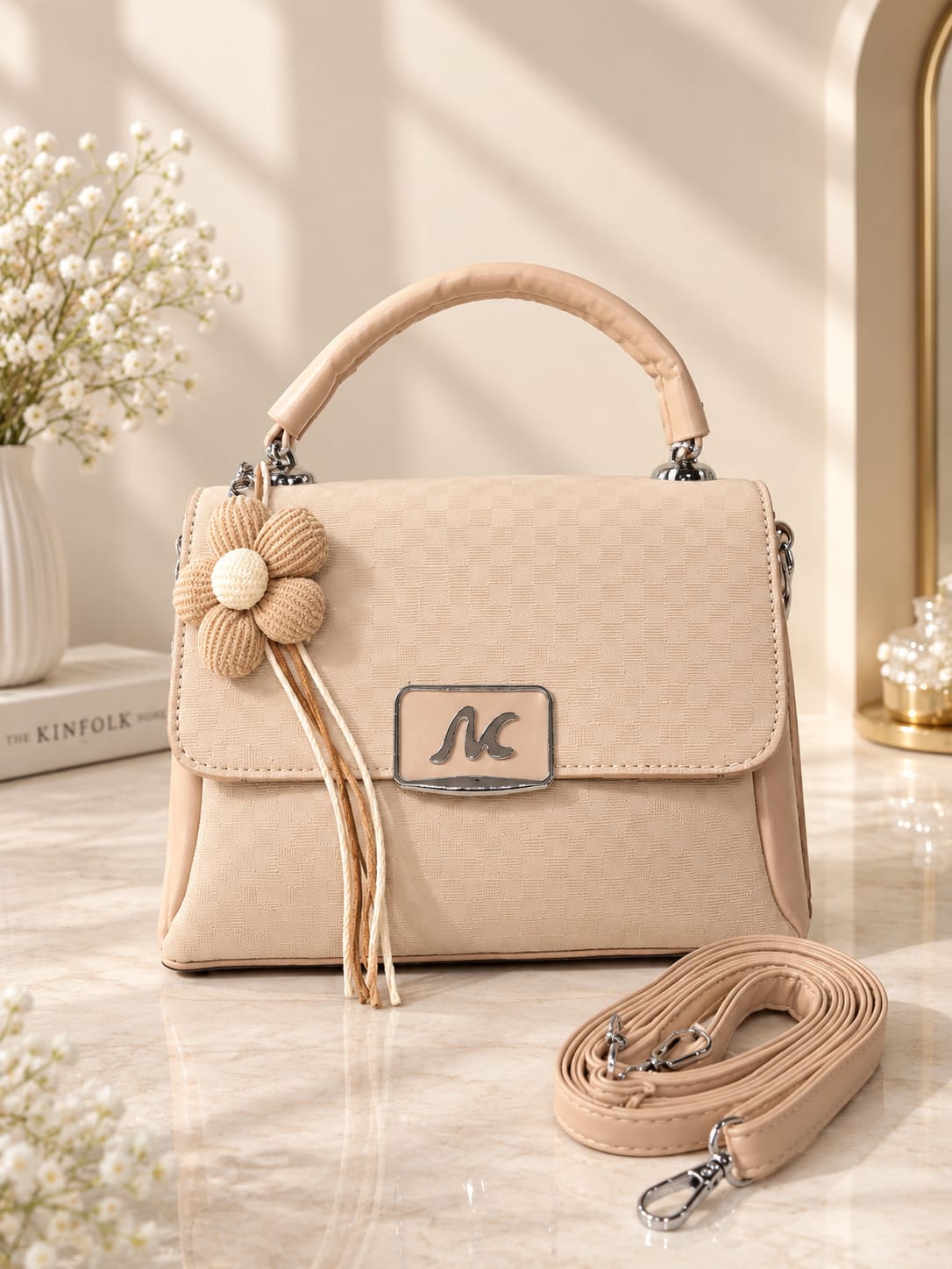 Her Carry Blossom Charm Top Handle Bag - 2 Colors
