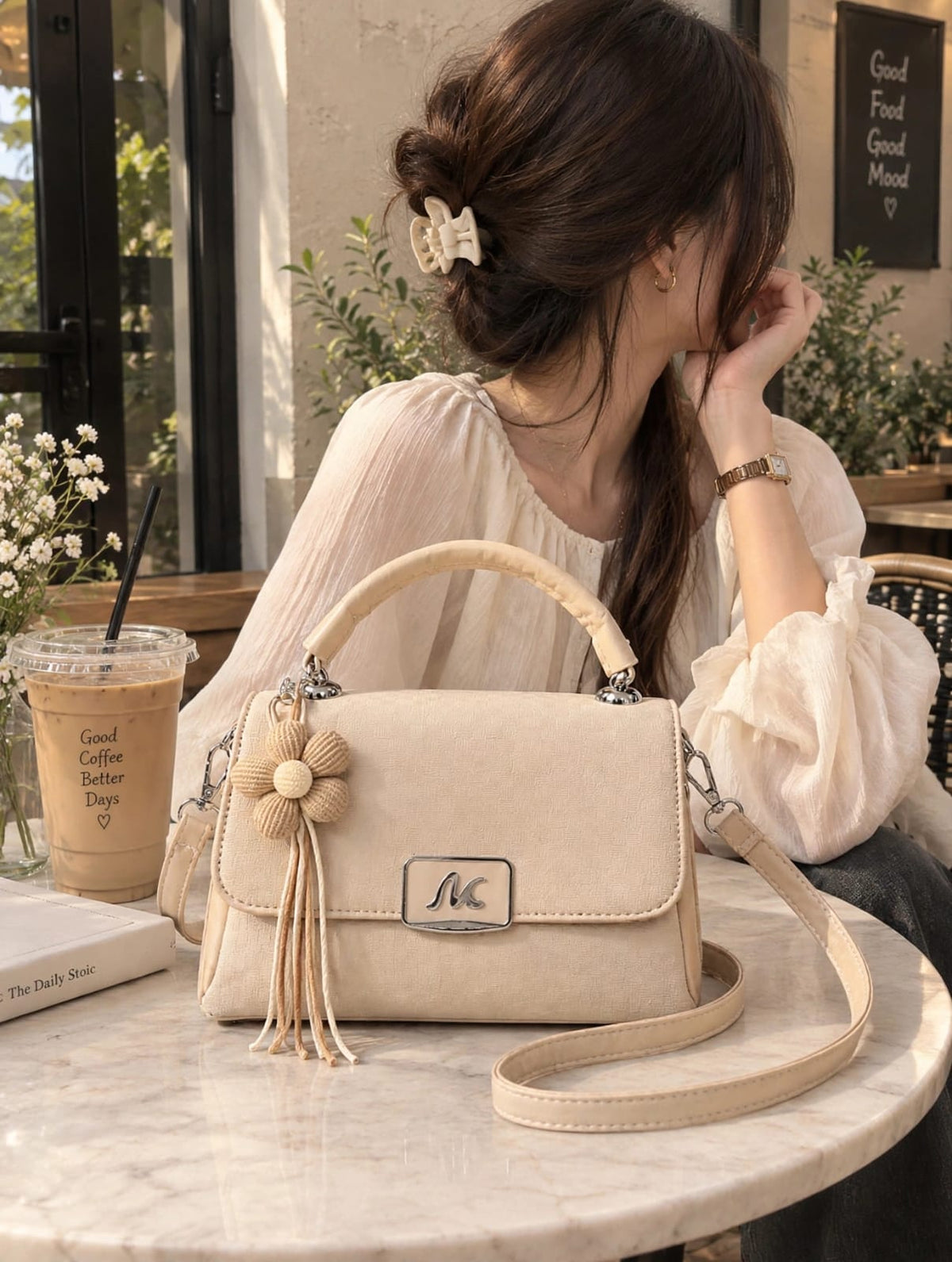 Her Carry Blossom Charm Top Handle Bag - 2 Colors