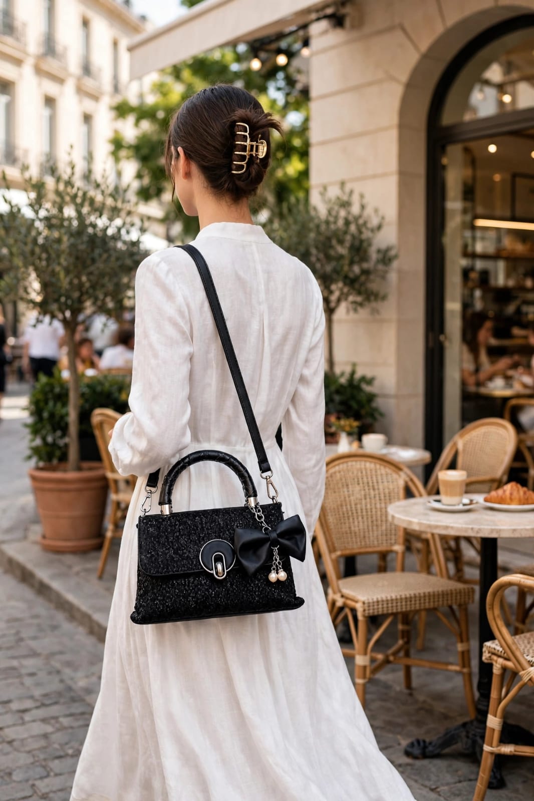 Her Carry Bow Pearl Charm Top Handle Bag - 2 Colors