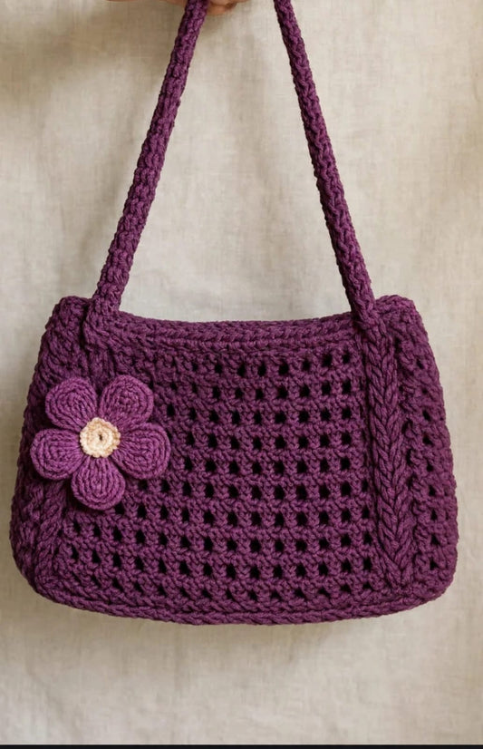 Her Carry - Plum Blossom Handmade Crochet Shoulder Bag
