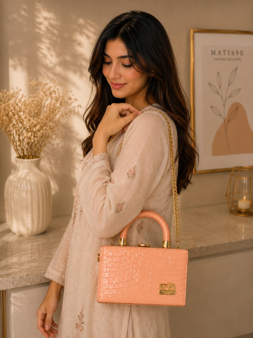 Her Carry Croc Wooden Box Bag